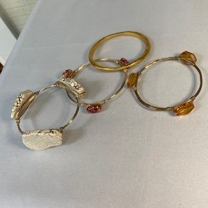 Four bangle bracelets wire wrapped